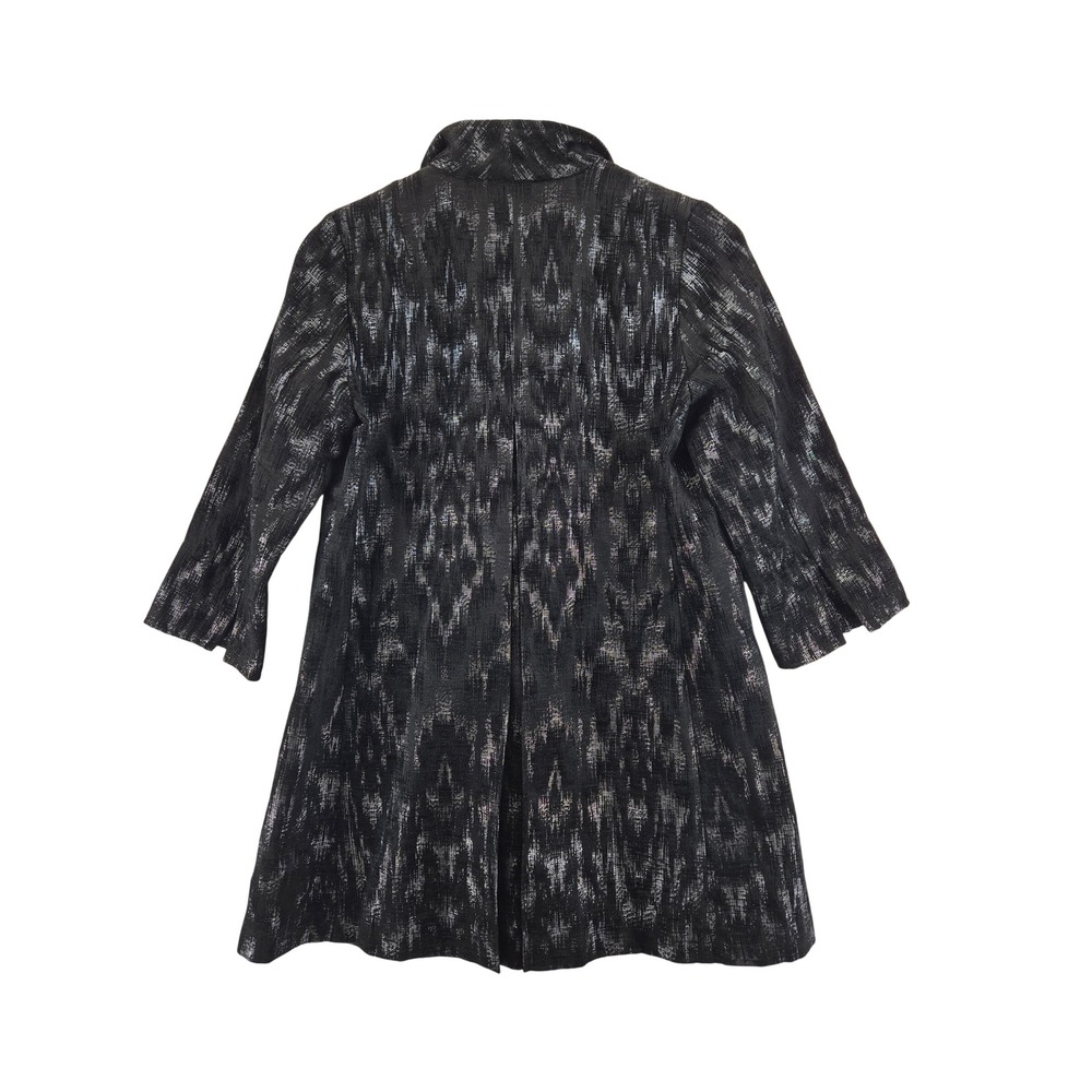 Eileen Fisher PP Petite Black Silver Ikat Jacquard Kimono Jacket 3/4 Sleeve - Picture 4 of 11